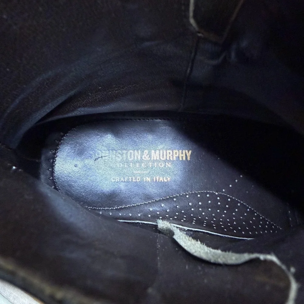 Johnston & Murphy Collection Wingtip Boots 9.5 M Black Leather Zipper Square Toe
